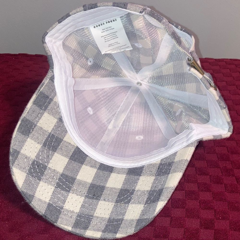 Women’s Cocus Pocus Gray Buffalo Plaid Casual Hat… - image 6